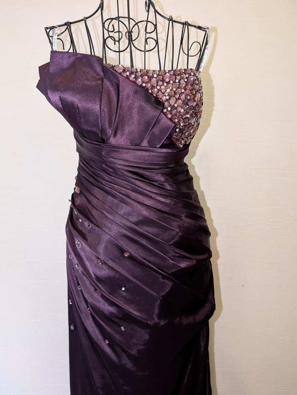 Purple Rhinestone Dress With Train - Picture 2 of 6